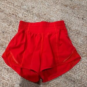 Red Lululemon hotty hot 2.5 shorts